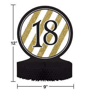 Bulk Pack of 2 Black & Gold 18th Birthday Centerpiece