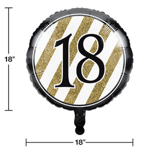 Bulk Pack of 2 Black & Gold Metallic 18th Birthday Balloon