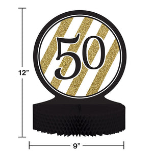 Bulk Pack of 2 Black & Gold 50th Birthday Centerpiece