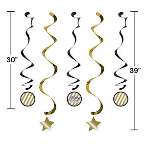 Bulk Pack of 10 Black & Gold Dizzy Danglers