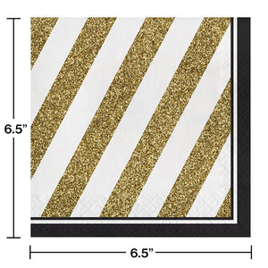 Bulk Pack of 32 Black & Gold Napkins