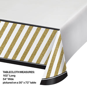 Bulk Pack of 2 Black & Gold Plastic Tablecover Border, 54" X 102"