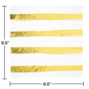 Bulk Pack of 32 Toc White Gold Foil Luncheon Napkin 3Ply, Foil Stamp Gold