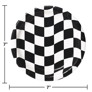 Bulk Pack of 24 Black & White Check Paper Dessert Plates