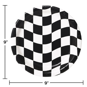 Bulk Pack of 16 Black & White Check Paper Plates