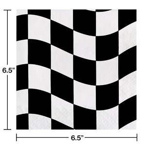 Bulk Pack of 36 Black & White Check Napkins