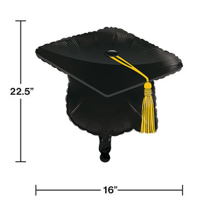 Bulk Pack of 2 Black Graduation Metallic Balloon 22"