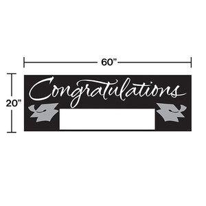 Bulk Pack of 2 Black Graduation Party Banner