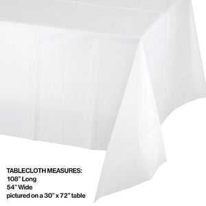 Bulk Pack of 3 White Plastic Tablecover 54" X 108"