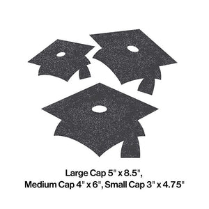 Bulk Pack of 24 Black Graduation Mortarboard Cutouts