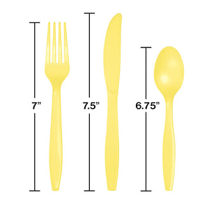 Bulk Pack of 48 Mimosa Yellow Assorted Plastic Cutlery