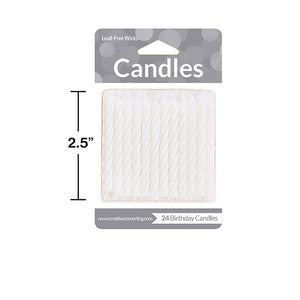 Bulk Pack of 120 White Striped Candles