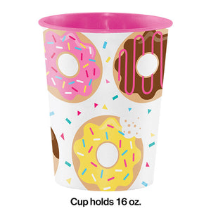 Bulk Pack of 4 Donut Time Plastic Keepsake Cup 16 Oz