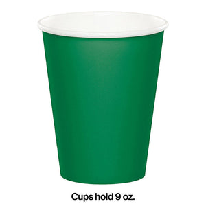 Bulk Pack of 24 Emerald Green Hot/Cold Paper Cups 9 Oz