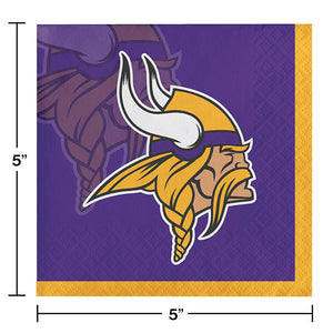 Bulk Pack of 48 Minnesota Vikings Beverage Napkins