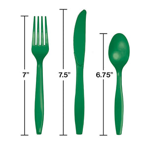 Bulk Pack of 54 Emerald Green Assorted Plastic Cutlery