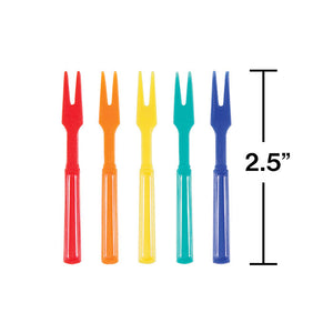 Bulk Pack of 60 Assorted Color Cocktail Forks