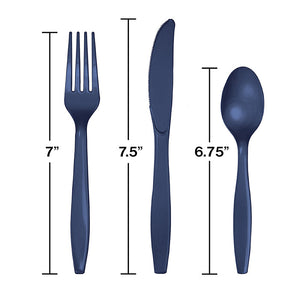 Bulk Pack of 48 Navy Assorted Plastic Cutlery