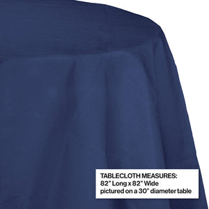 Bulk Pack of 2 Navy 82" Round Polylined Tissue Tablecover