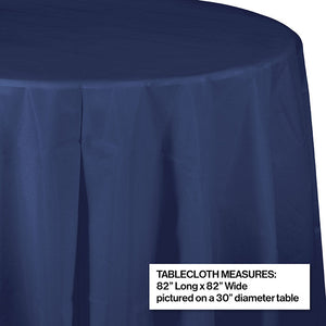 Bulk Pack of 2 Navy Round PlasticTablecover 82"