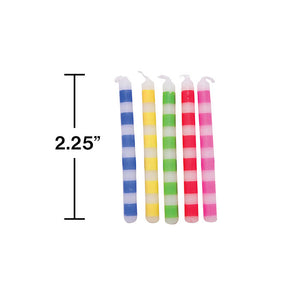 Bulk Pack of 40 Multicolor Striped Candles