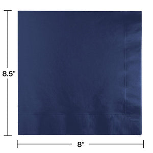 Bulk Pack of 50 Navy Dinner Napkins 3Ply 1/4Fld