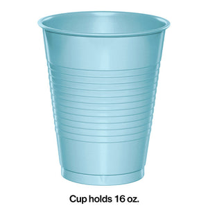 Bulk Pack of 40 Pastel Blue 16 Oz Plastic Cups