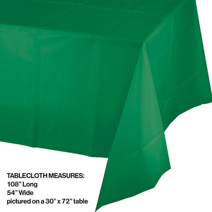 Bulk Pack of 3 Emerald Green Plastic Tablecover 54" X 108"