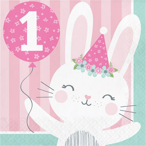 Bulk Pack of 32 Birthday Bunny 1st Birthday Napkins