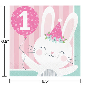 Bulk Pack of 32 Birthday Bunny 1st Birthday Napkins