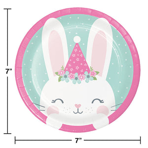 Bulk Pack of 24 Birthday Bunny Paper Dessert Plates