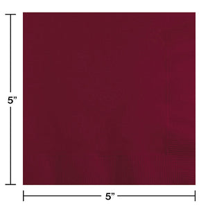 Bulk Pack of 150 Burgundy Beverage Napkin, 3 Ply