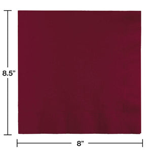 Bulk Pack of 50 Burgundy Dinner Napkins 3Ply 1/4Fld