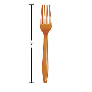 Bulk Pack of 48 Pumpkin Spice Orange Plastic Forks