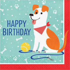 Bulk Pack of 32 Dog Party Birthday Napkins