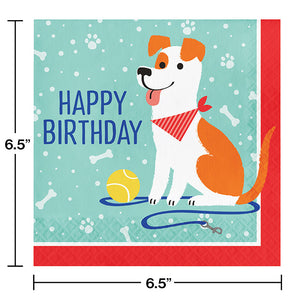 Bulk Pack of 32 Dog Party Birthday Napkins