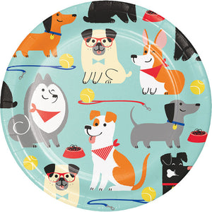 Bulk Pack of 24 Dog Party Paper Dessert Plates