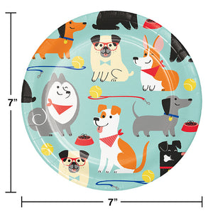 Bulk Pack of 24 Dog Party Paper Dessert Plates