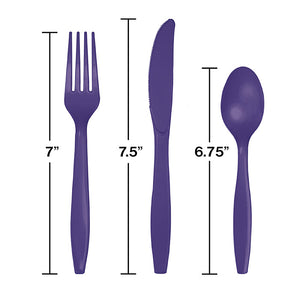 Bulk Pack of 48 Purple Assorted Plastic Cutlery