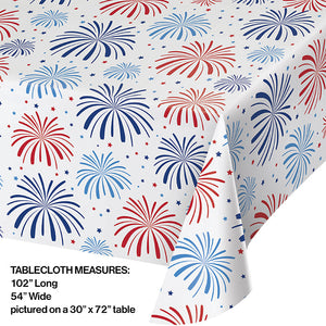 Bulk Pack of 2 Patriotic Patterns Plastic Tablecover, 54"x102"