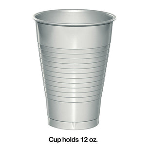 Bulk Pack of 40 Shimmering Silver 12 Oz Plastic Cups