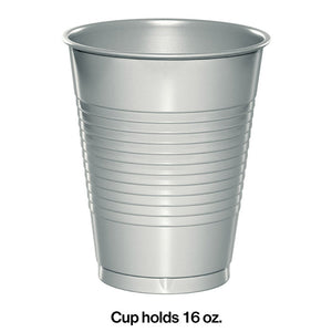 Bulk Pack of 40 Shimmering Silver 16 Oz Plastic Cups