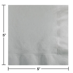 Bulk Pack of 100 Shimmering Silver Beverage Napkin 2Ply