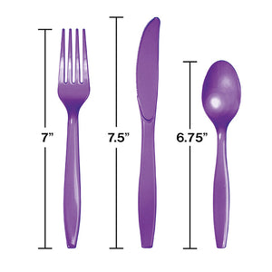 Bulk Pack of 48 Amethyst Purple Assorted Plastic Cutlery