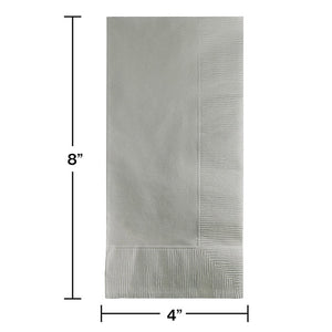 Bulk Pack of 100 Shimmering Silver Dinner Napkins 2Ply 1/8Fld