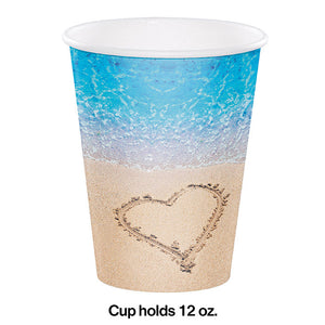 Bulk Pack of 16 Beach Love Hot/Cold Paper Cups 12 Oz