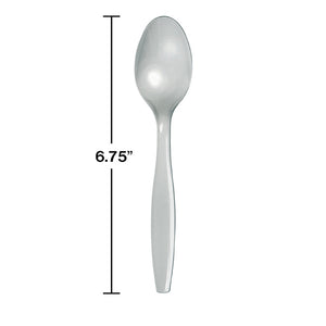 Bulk Pack of 100 Shimmering Silver Plastic Spoons