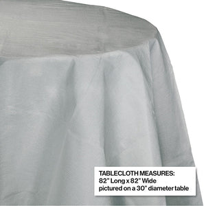 Bulk Pack of 2 Shimmering Silver 82" Round Polylined Tissue Tablecover