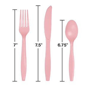 Bulk Pack of 54 Classic Pink Assorted Plastic Cutlery