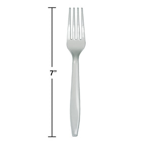 Bulk Pack of 48 Shimmering Silver Plastic Forks